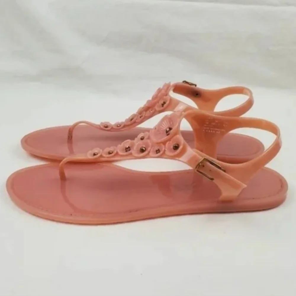 Coach Peach Sandals with Floral Accents